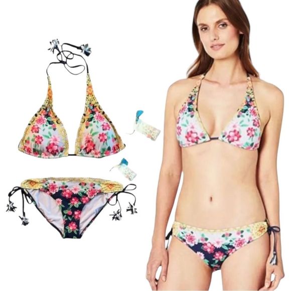 NWT Johnny Was Raina Tassel String Bikini Top & Raina Tassel Bikini Bottoms Set - Picture 4 of 8